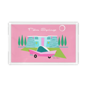 Retro Pink Palm Springs Acrylic Tray