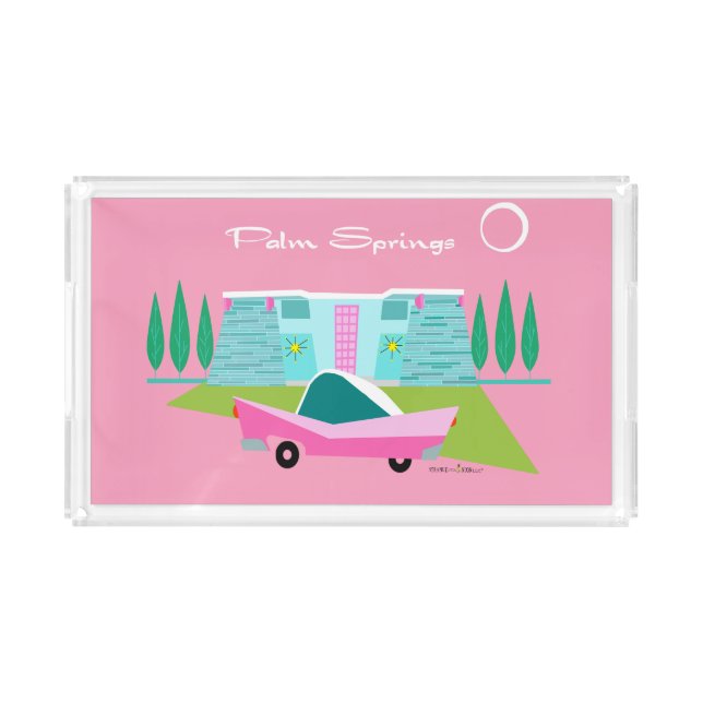 Retro Pink Palm Springs Acrylic Tray (Front)