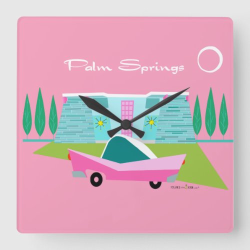 Retro Pink Palm Springs Acrylic Wall Clock