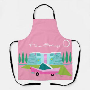 Retro Pink Palm Springs All-Over Print Apron