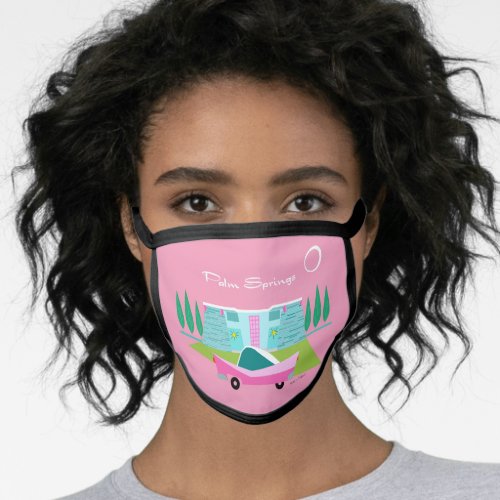 Retro Pink Palm Springs All_Over Print Face Mask