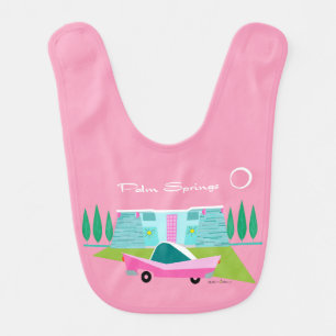Retro Pink Palm Springs Baby Bib