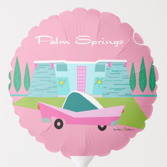 Retro Pink Palm Springs Balloon (Back)
