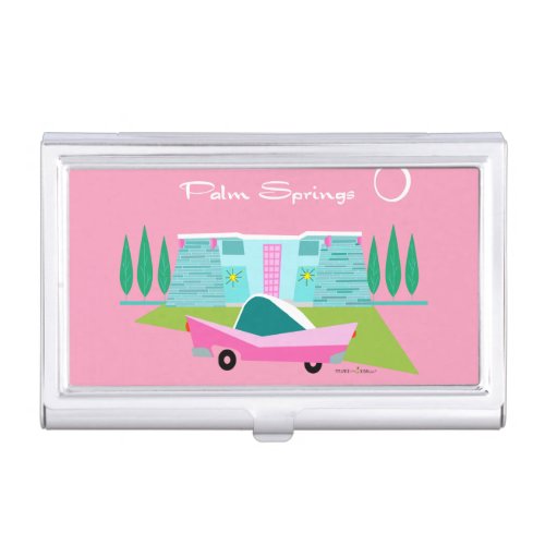 Retro Pink Palm Springs Business Card Holder