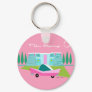 Retro Pink Palm Springs Button Keychain