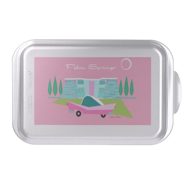 Retro Pink Palm Springs Cake Pan (Front)