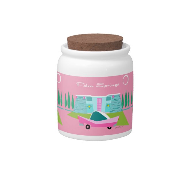 Retro Pink Palm Springs Candy Jar (Front)