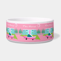 Retro Pink Palm Springs Ceramic Pet Bowl
