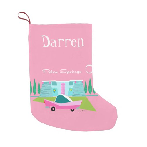 Retro Pink Palm Springs Christmas Stocking