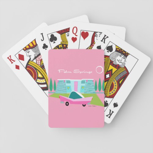 Retro Pink Palm Springs Classic Playing Cards