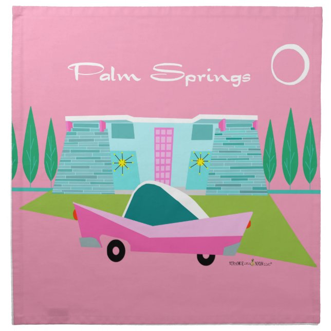 Retro Pink Palm Springs Cloth Napkin (Front)