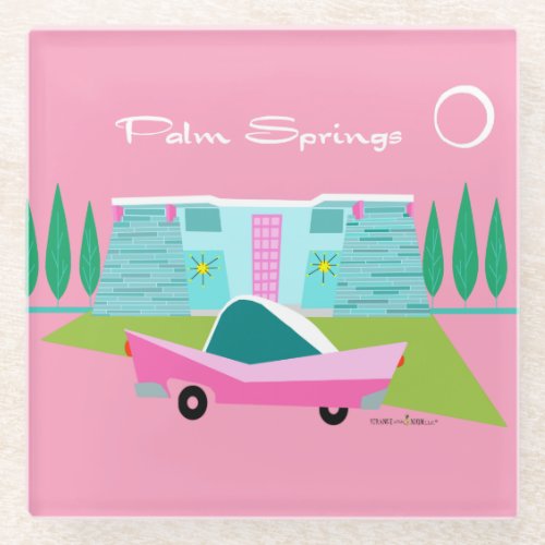 Retro Pink Palm Springs Coaster