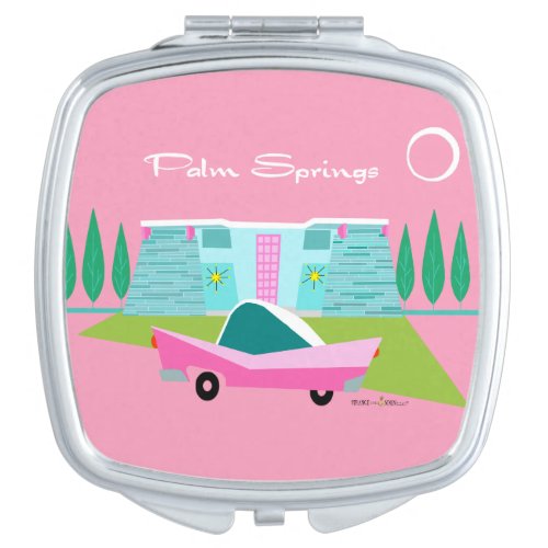 Retro Pink Palm Springs compact mirror
