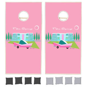Retro Pink Palm Springs Cornhole Set