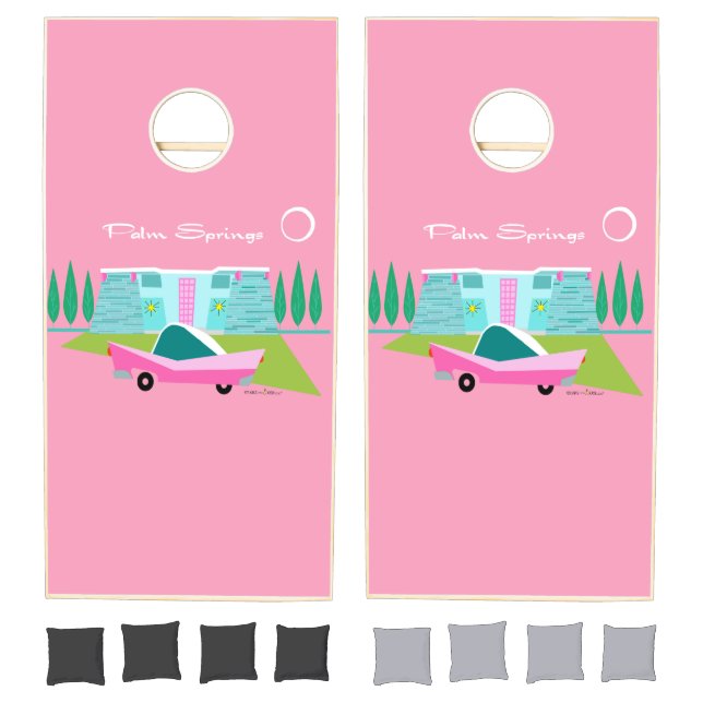 Retro Pink Palm Springs Cornhole Set (Set)
