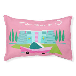 Retro Pink Palm Springs Dog Bed