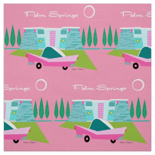 Retro Pink Palm Springs Fabric