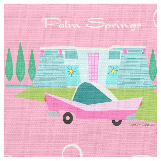 Retro Pink Palm Springs Fabric | Zazzle