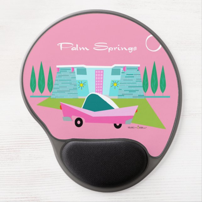Retro Pink Palm Springs Gel Mousepad (Front)