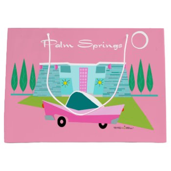 Retro Pink Palm Springs Gift Bag by StrangeLittleOnion at Zazzle