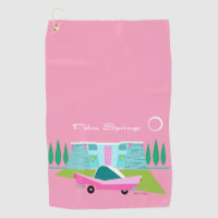 Retro Pink Palm Springs Golf Towel