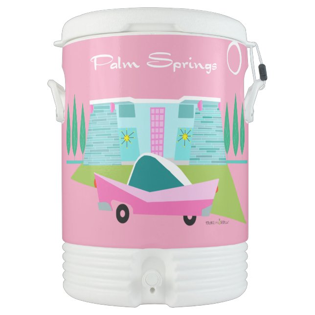 Retro Pink Palm Springs Igloo  Cooler (Front)