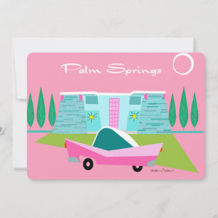 Retro Pink Palm Springs Invitation