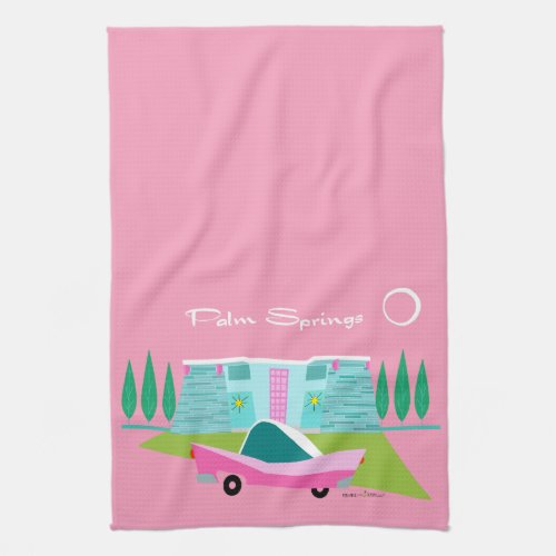 Retro Pink Palm Springs Kitchen Towels