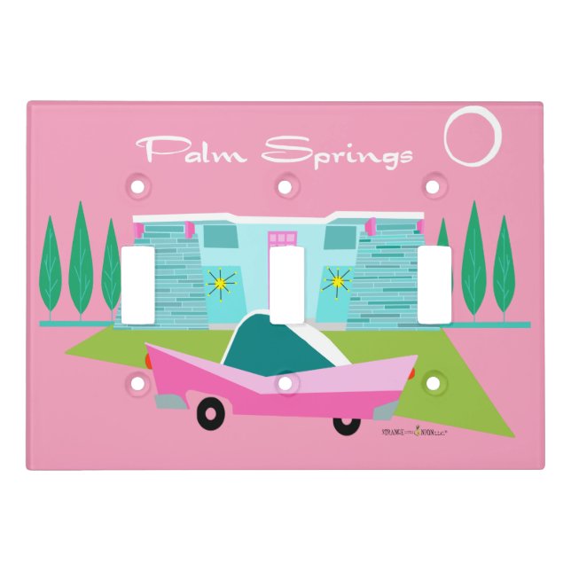 Retro Pink Palm Springs Light Switch Cover (Front)