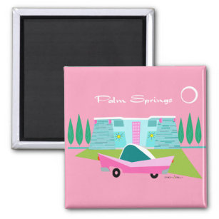 Retro Pink Palm Springs Magnet