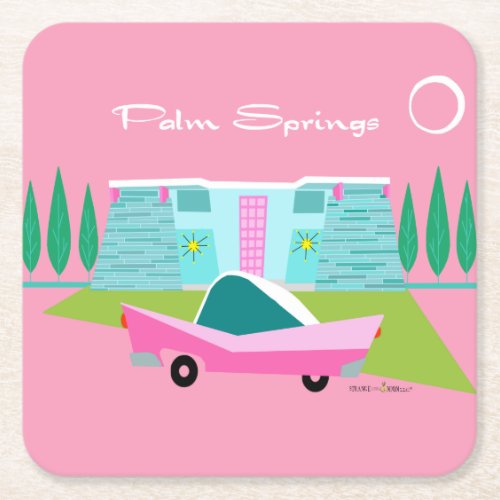 Retro Pink Palm Springs Paper Coaster