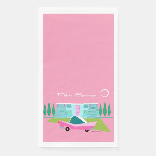 Retro Pink Palm Springs Paper Napkin