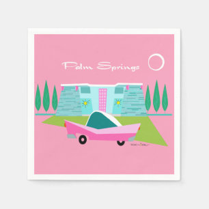Retro Pink Palm Springs Paper Napkin
