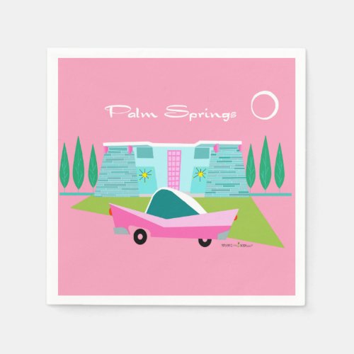 Retro Pink Palm Springs Paper Napkin