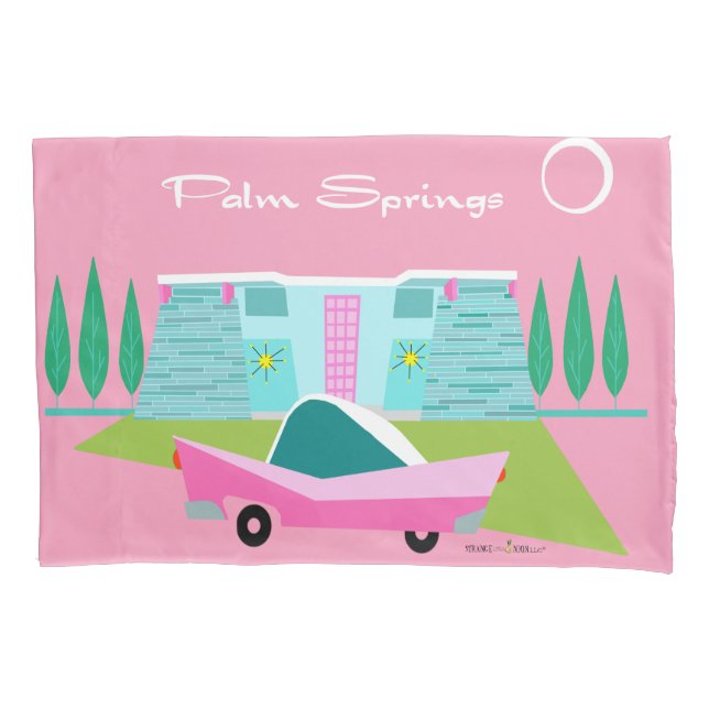 Retro Pink Palm Springs Pillowcase (Front)