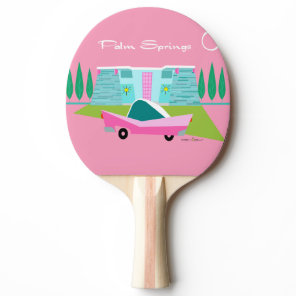 Retro Pink Palm Springs Ping Pong Paddle