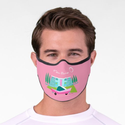 Retro Pink Palm Springs Premium Face Mask