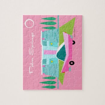Retro Pink Palm Springs Puzzle by StrangeLittleOnion at Zazzle