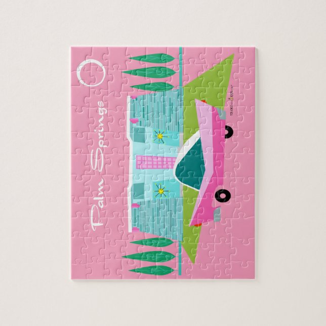 Retro Pink Palm Springs Puzzle (Vertical)