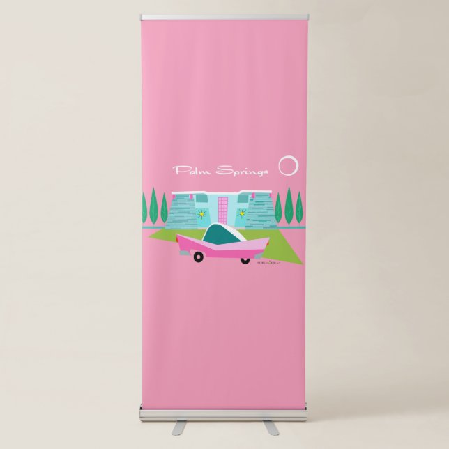 Retro Pink Palm Springs Retractable Banner (Front)