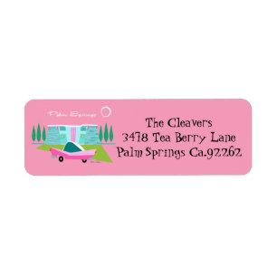 Retro Pink Palm Springs Return Address Label