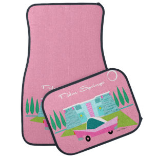 Retro Pink Palm Springs Set of Car Mats