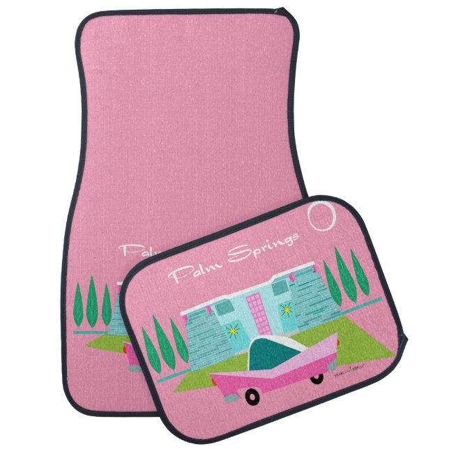 Retro Pink Palm Springs Set of Car Mats (Set)