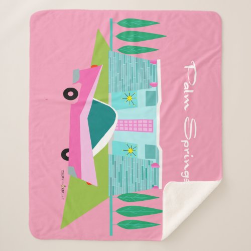 Retro Pink Palm Springs Sherpa Blanket