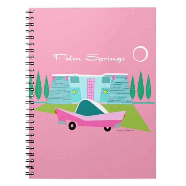 Retro Pink Palm Springs Spiral Photo Notebook (Front)