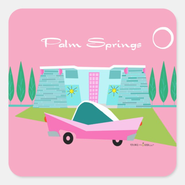 Retro Pink Palm Springs Sticker (Front)