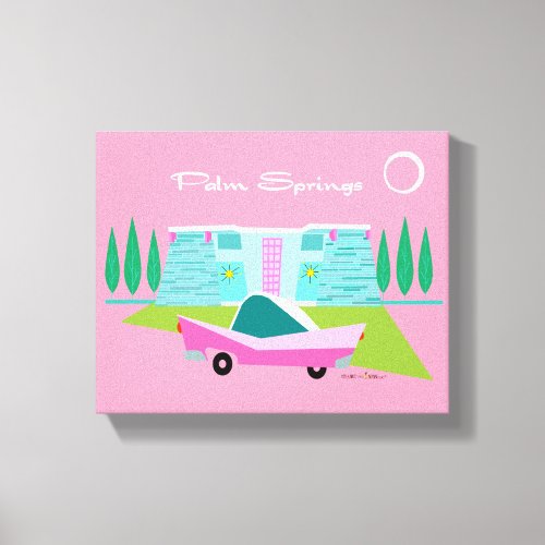 Retro Pink Palm Springs Stretched Canvas Print