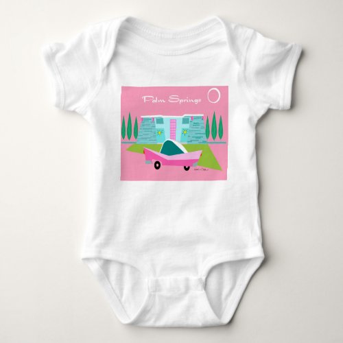 Retro Pink Palm Springs T_Shirt Baby Bodysuit