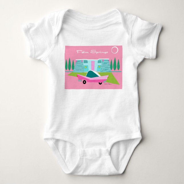 Retro Pink Palm Springs T-Shirt Baby Bodysuit (Front)