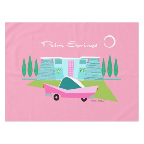 Retro Pink Palm Springs Tablecloth